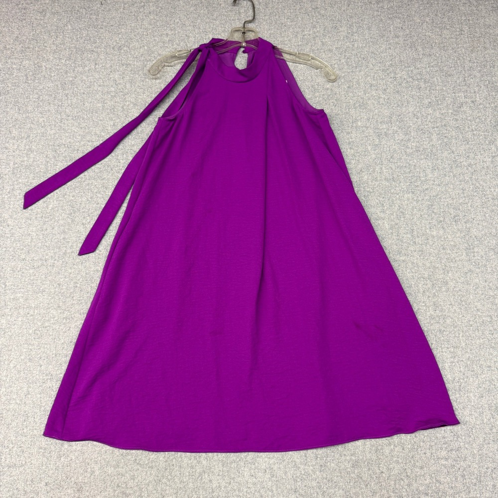 Rachel Rachel Roy Halter Neck Dress XS Purple Side Tie Keyhole Back A-Line Mini